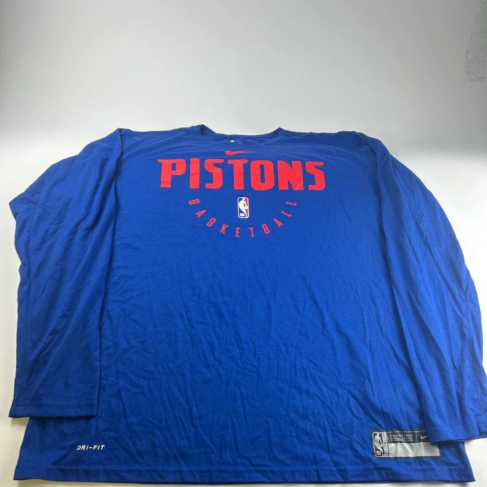 Nike Mens XXL NBA Detroit Pistons  Dri-FIT Long Sleeve Shirt Blue Warmup
